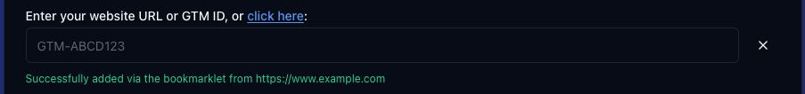GTM Refine main input field with a GTM container ID inserted by the bookmarklet