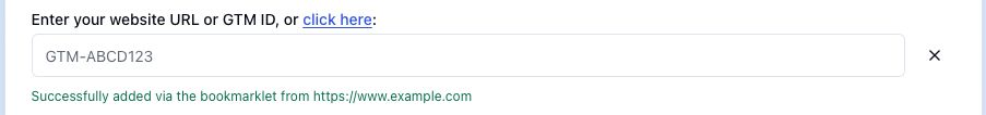GTM Refine main input field with a GTM container ID inserted by the bookmarklet