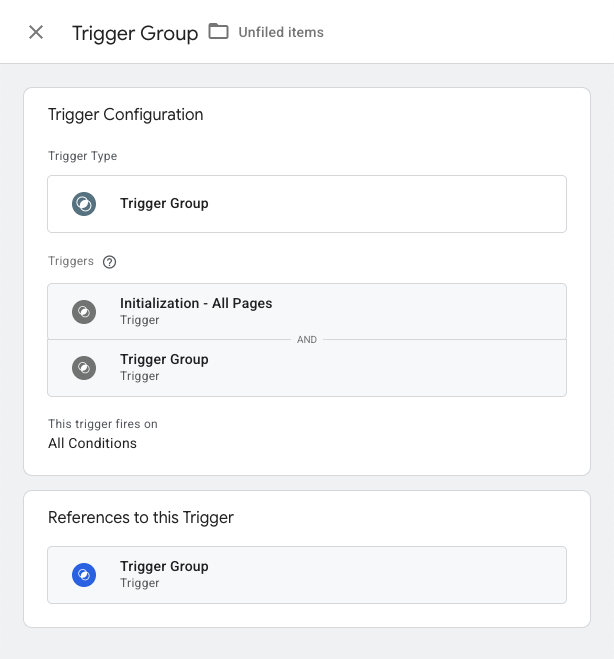 Trigger group referencing itself in GTM UI